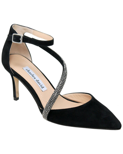 Charles David Adorn Ankle Strap Pointed Toe Pump In Black