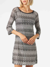 Mc2 Saint Barth Black And White Knitted Chevron Mini Dress In Black