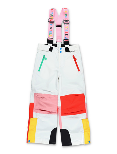 Stella Mccartney Kids' 再生科技织物撞色羽绒滑雪裤 In White