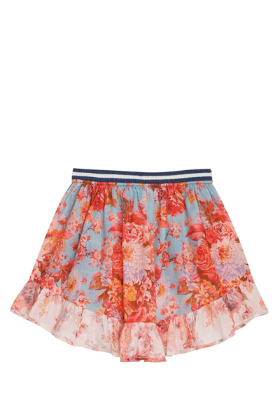 Zimmermann Kids' Devi Floral Cotton Skirt In Multicolor