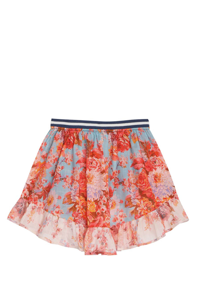 Zimmermann Kids' Devi Floral Cotton Skirt In Spliced