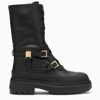 Fendi Delfina Leather Biker Boots In Black