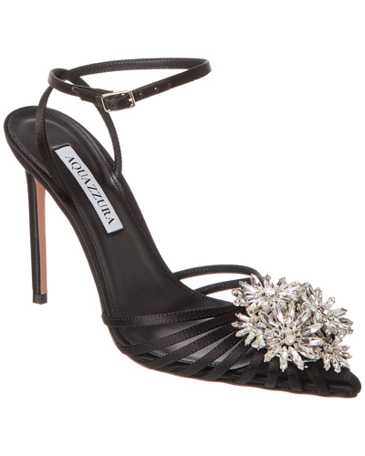 Aquazzura Crystal Margarita 105 Satin Pump In Black