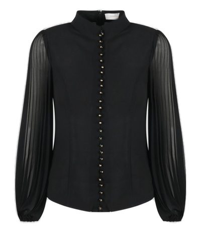 Zimmermann Sunray Sheer-sleeved Blouse In Black  