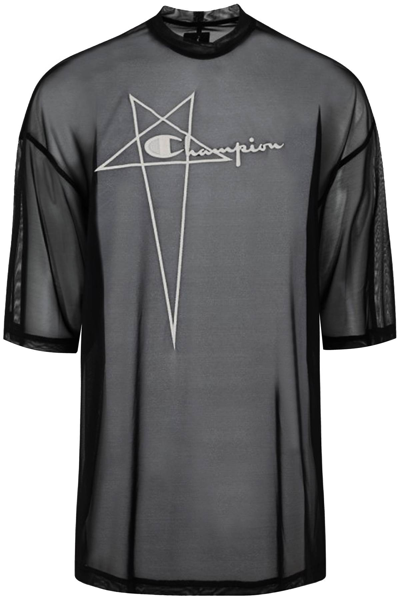 Rick Owens Tommy Mesh T-shirt X Champion In Black