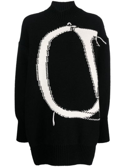 Off-white Ow Logo Intarsia Wool Oversized Pullover In Multi-colored