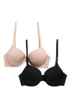 Calvin Klein Pure Micro Lightly Lined Demi Bra In 6xy Black/ Cedar