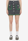 Cormio Chiara Flower-buttons Mini Skirt In Navy