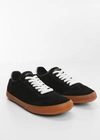 MANGO TEEN LACE-UP LEATHER SNEAKERS BLACK