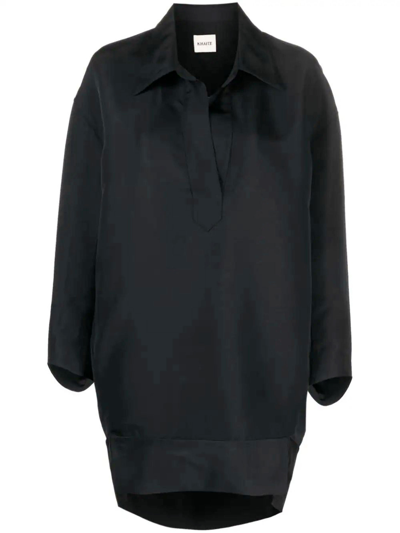 Khaite Black Kal Shirt Dress