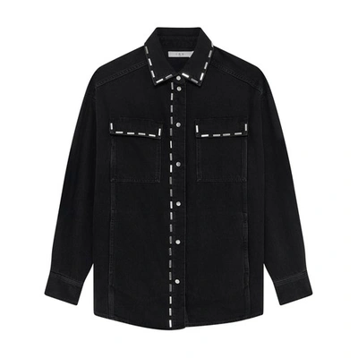 Iro Womens Bla01 Danil Contrast Top-stitch Denim Shirt In Black