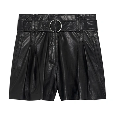 Iro Womens Bla01 Paoli Belted Leather Shorts In Black