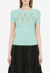 Cormio Diamond Cotton Blend Knit Lurex Sweater In Light Blue