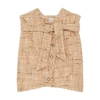 Iro Tomia Tweed Fold-over Button-front Mini Skirt In Mixed_beige