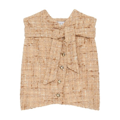 Iro Tomia Tweed Fold-over Button-front Mini Skirt In Mixed_beige