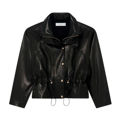 Iro Serian Drawstring-waist Leather Jacket In Black