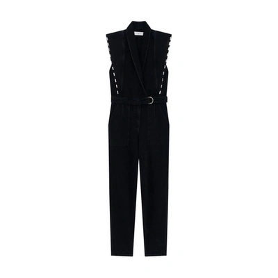 Iro Bilae Embellished Denim Jumpsuit In Black