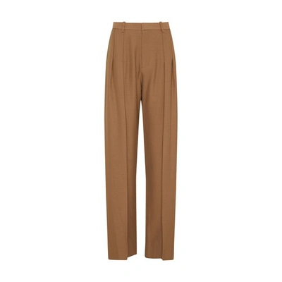 Victoria Beckham Front Pleat Trousers In Fawn