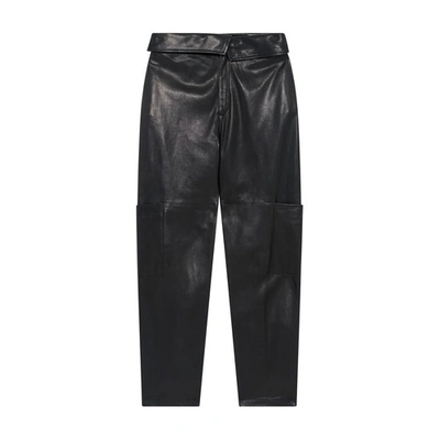 Iro Caron Patch-pocket Tapered-leg High-rise Leather Trousers In Black