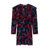 Iro Floral-print V-neck Silk Minidress In Black_multico