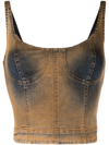 Knwls Denim Bustier Tank In Orange
