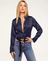 Ramy Brook Victoria Button Down Blouse In Navy