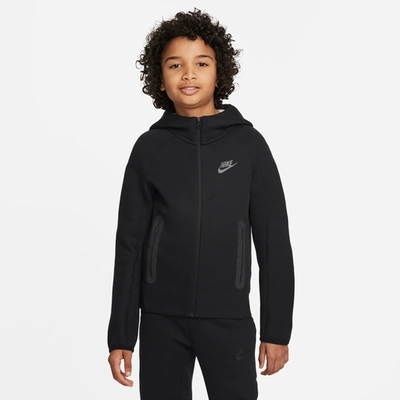 Nike Sportswear Tech Fleece Big Kids' (boys') Full-zip Hoodie In Black/black/black