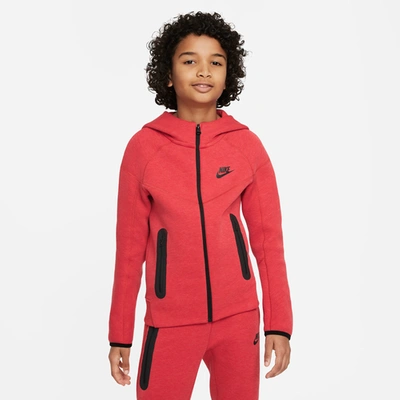 Nike Sportswear Tech Fleece Big Kids' (boys') Full-zip Hoodie In Red