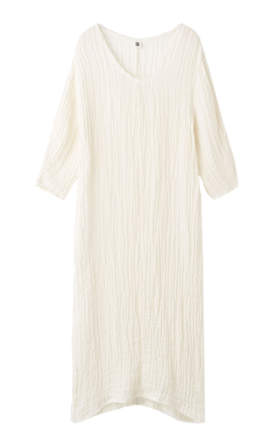By Malene Birger Miolla Crinkled Linen Maxi Dress In White