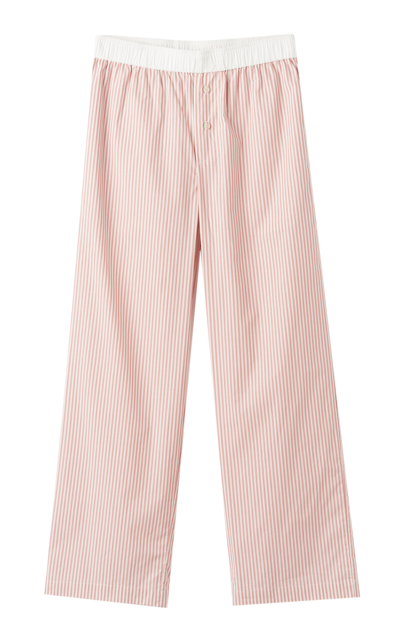 By Malene Birger Helsy Striped Cotton Wide-leg Trousers In Pink