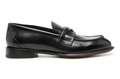 Pre-owned Alexander Mcqueen Leather Coin-embellished Penny Loafer Black