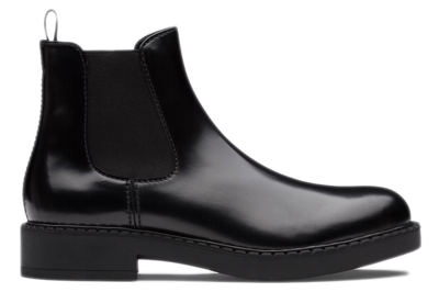 Pre-owned Prada Brushed Calf Leather Chelsea Boot Black