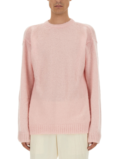 Family First Logo-patch Mohair-blend Jumper In Pink