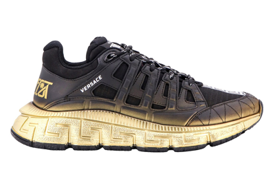 Pre-owned Versace Trigreca Sneaker Black Gold In Black/gold