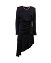 Elisabetta Franchi Chain-embellished Asymmetric Crepe Dress In Nero