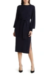 Ted Baker Womens Dk-blue Essya Slouchy-fit Tie-front Knitted Midi Dress In Dark Blue