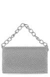 Jessica Mcclintock Damiana Beaded Metal Mesh Clutch In Silver