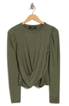 Renee C Front Twist Sweater In Olive