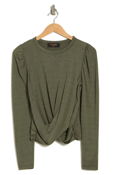 Renee C Front Twist Sweater In Olive
