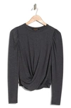 Renee C Front Twist Sweater In Charcoal