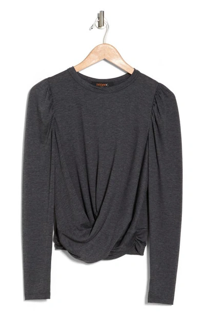 Renee C Front Twist Sweater In Charcoal