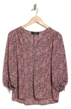 Renee C Abstract Dot V-neck Blouse In Red