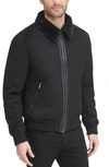 Dkny Men's Faux Shearling Bomber Jacket With Faux Fur Collar, Created For Macy's In Black