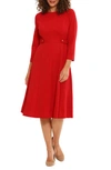 London Times Women's Tab-waist Fit & Flare Dress In Savvy Red
