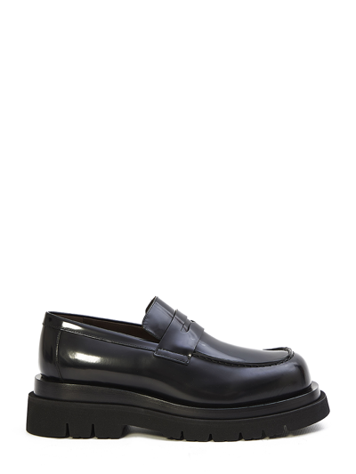 Bottega Veneta Lug Flat Loafers In Black