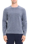Theory Walton Marl Cotton Crewneck Sweater In Blbry/mgyh