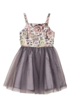 ZUNIE KIDS' FLORAL BROCADE & TULLE PARTY DRESS