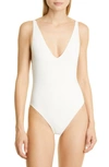 Totême Deep V-neck One-piece Swimsuit In Tofu