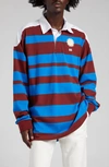 Wales Bonner City Horizontal-stripe Polo Shirt In Blue And Red