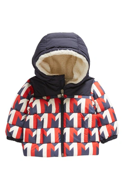 Moncler Babies' Kids' Eddie Logo Print Puffer Jacket In Red/ Blue/ White